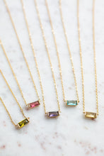 Load image into Gallery viewer, Baguette Birthstone Necklace