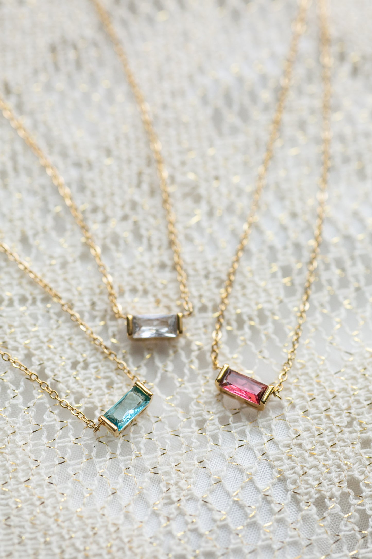 Baguette Birthstone Necklace
