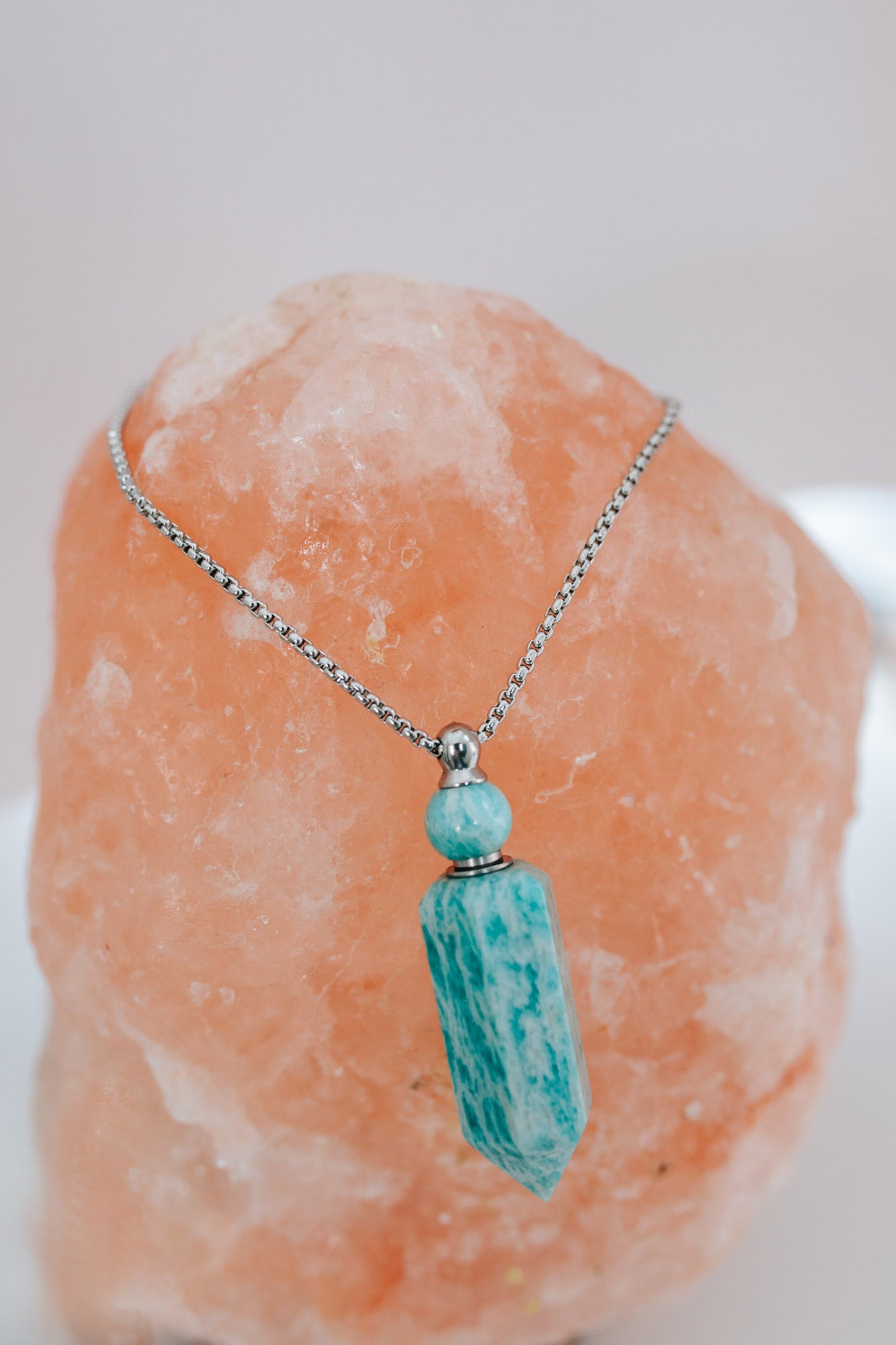 Amazonite or Blue Lapis Essential Oil Bottle Necklace