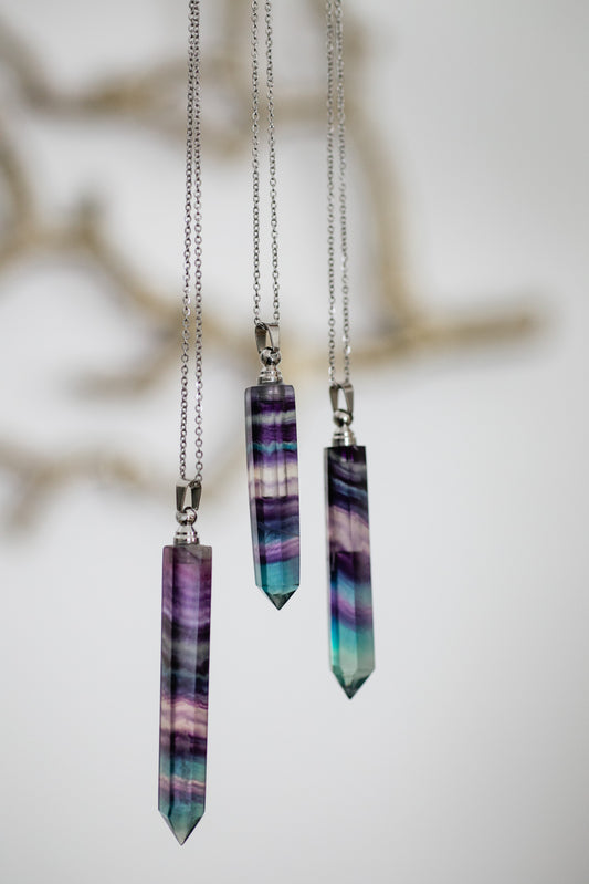 Fluorite Essential Oil Bottle Necklace