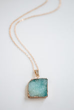 Load image into Gallery viewer, Pastel Colored Square Natural Druzy Diffuser Necklace
