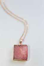 Load image into Gallery viewer, Pastel Colored Square Natural Druzy Diffuser Necklace
