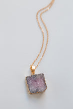 Load image into Gallery viewer, Pastel Colored Square Natural Druzy Diffuser Necklace
