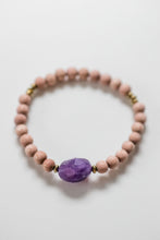 Load image into Gallery viewer, Amethyst Gemstone and Wood Bead Diffuser Bracelet