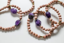Load image into Gallery viewer, Amethyst Gemstone and Wood Bead Diffuser Bracelet