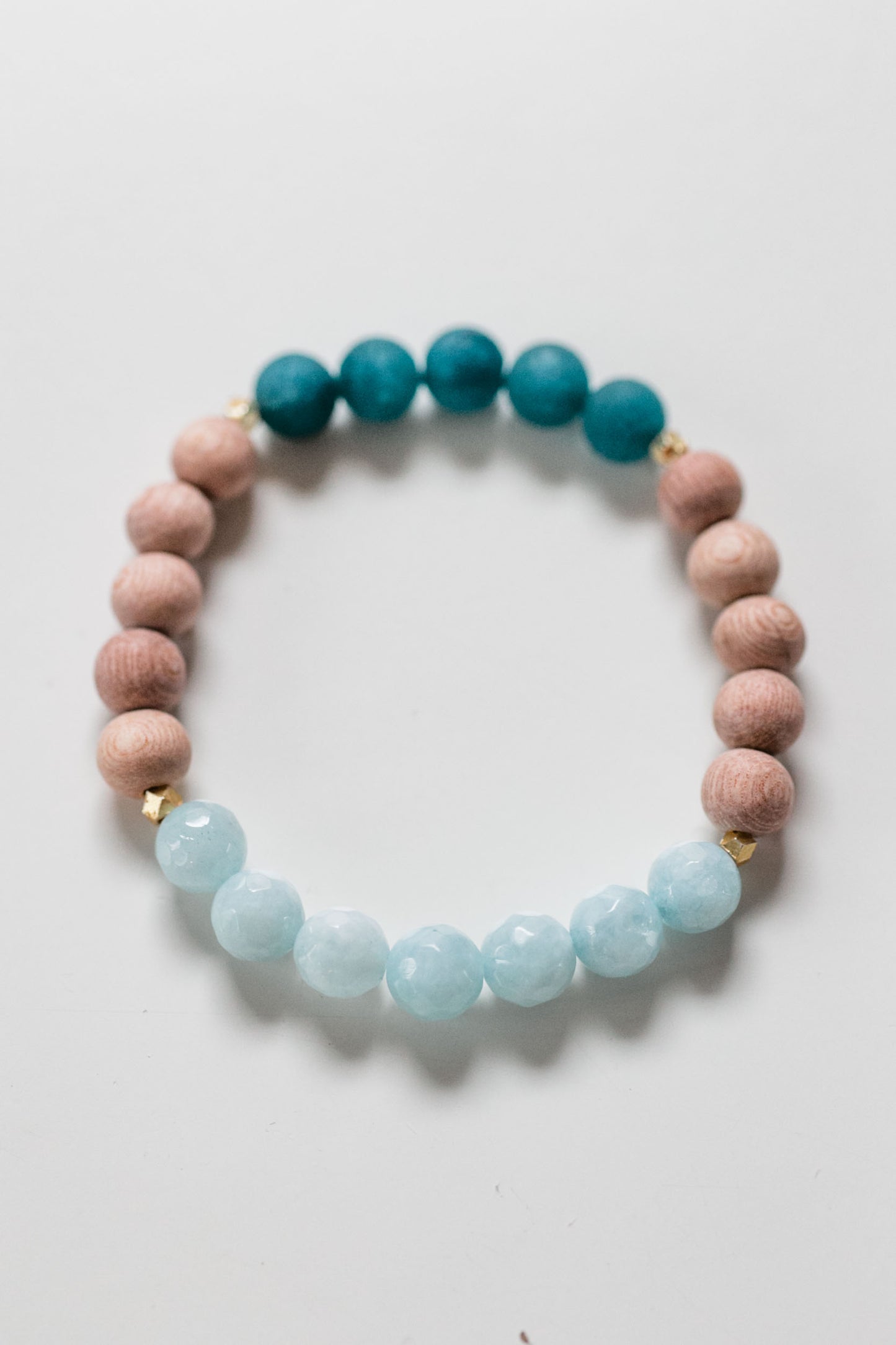 Faceted Aqua and Teal Jade Bead Diffuser Bracelet