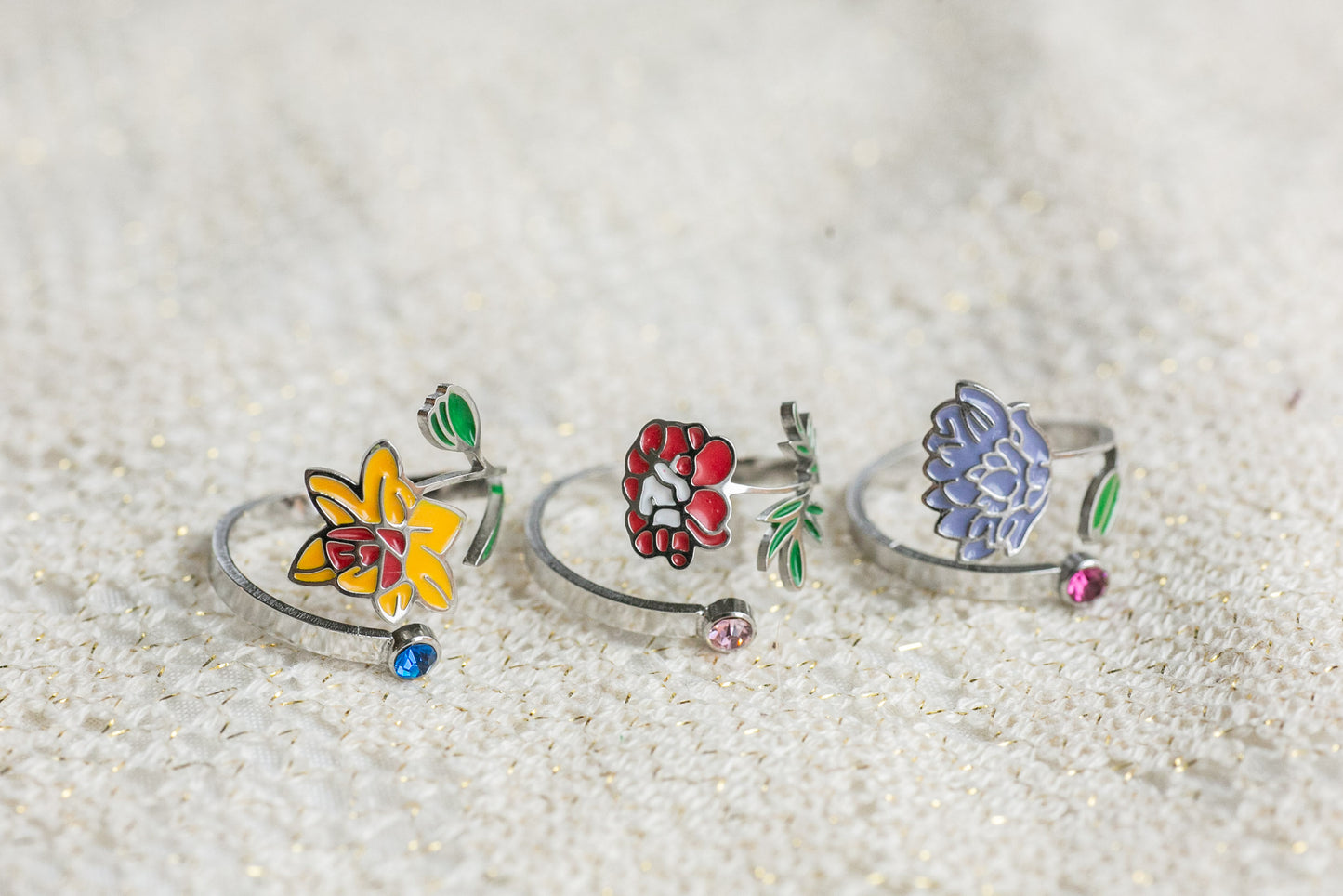 Colorful Birth Flower Ring