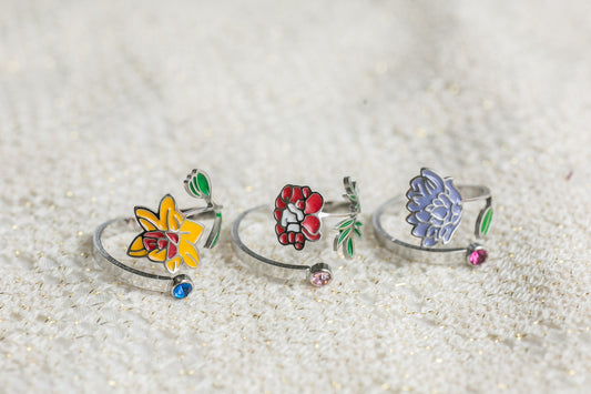 Colorful Birth Flower Ring