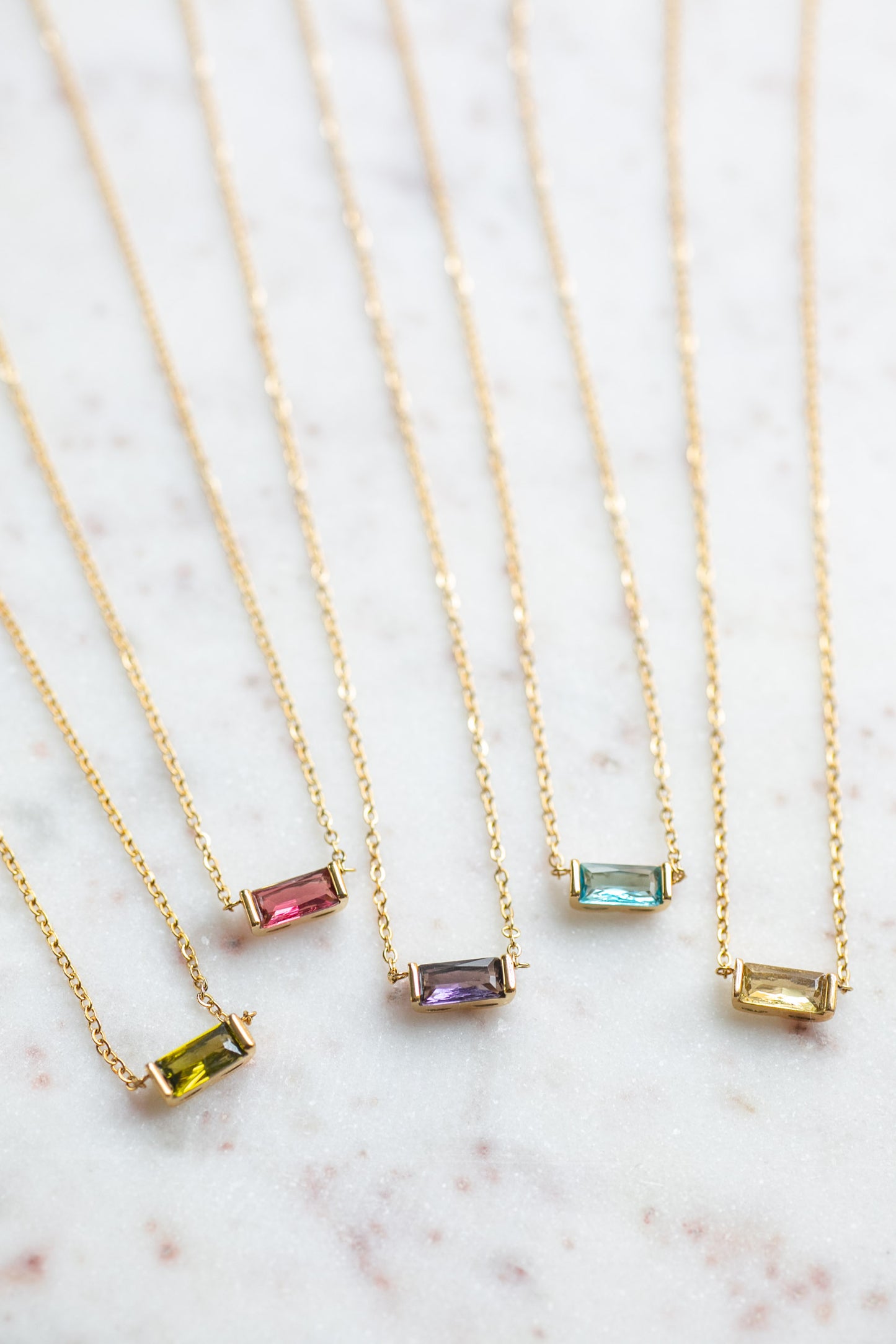 Baguette Birthstone Necklace