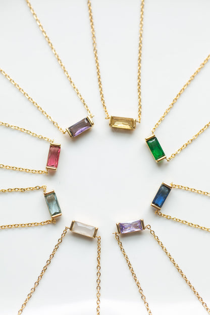Baguette Birthstone Necklace