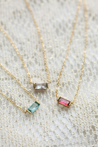 Baguette Birthstone Necklace