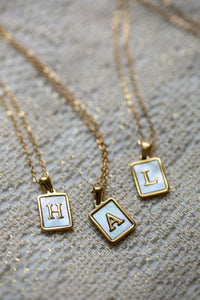 Pretty Mother of Pearl Initial Necklace