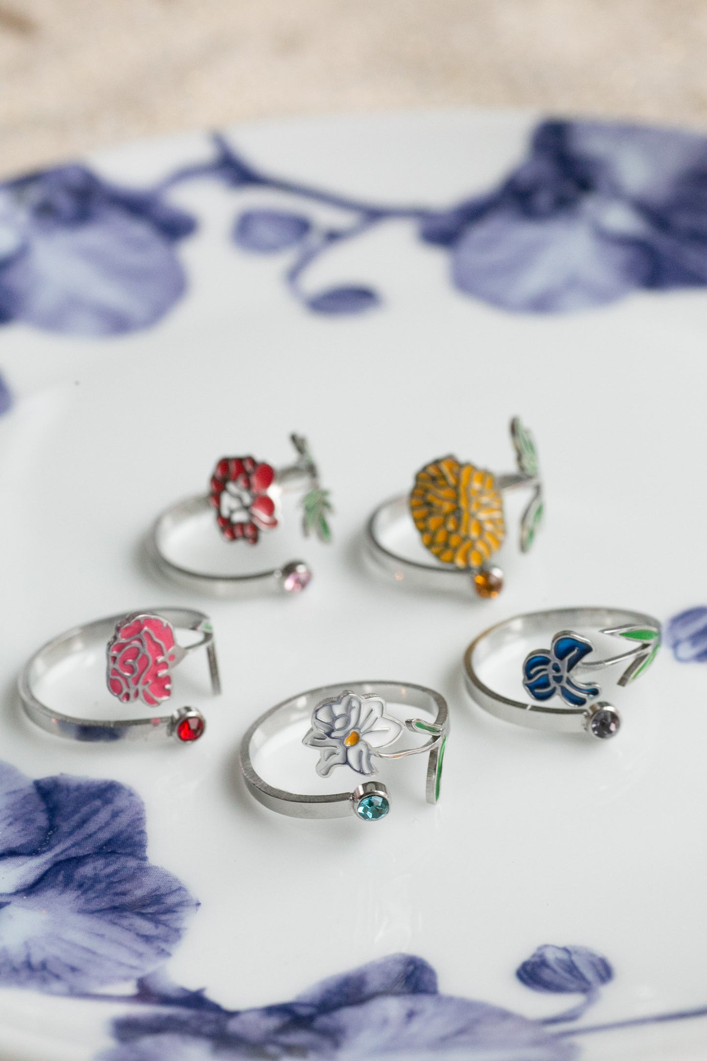 Colorful Birth Flower Ring