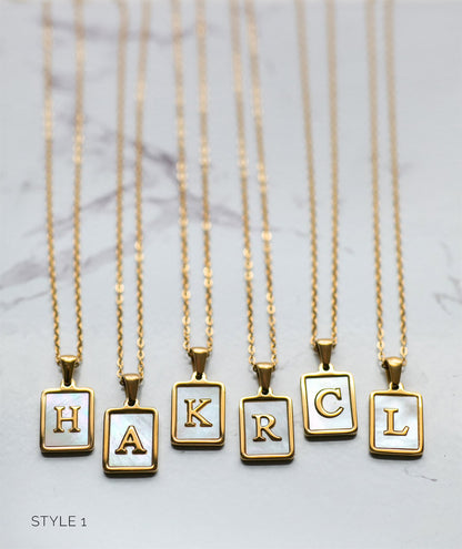 Pretty Mother of Pearl Initial Necklace