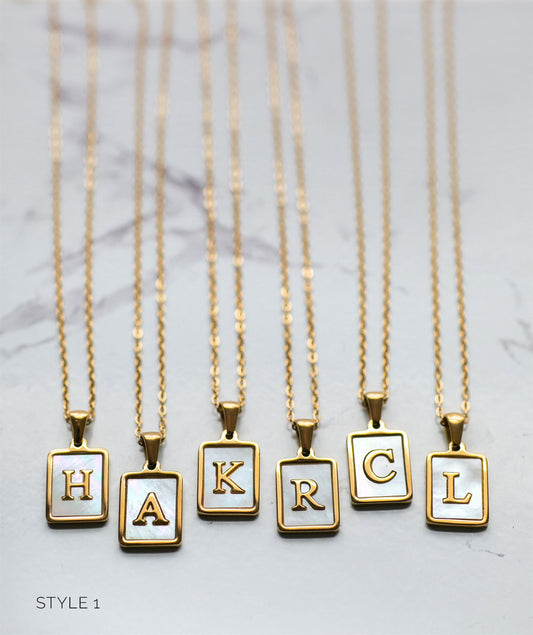 Pretty Mother of Pearl Initial Necklace