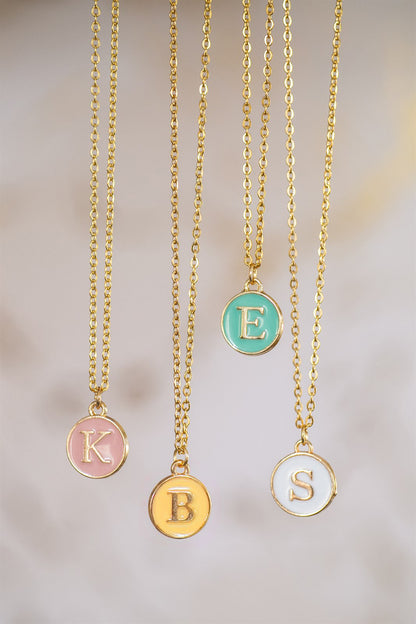 Colorful Enamel Initial Necklace