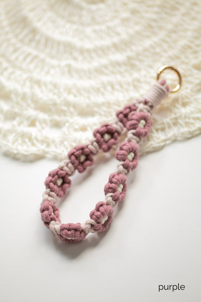 Floral Macrame Keychain