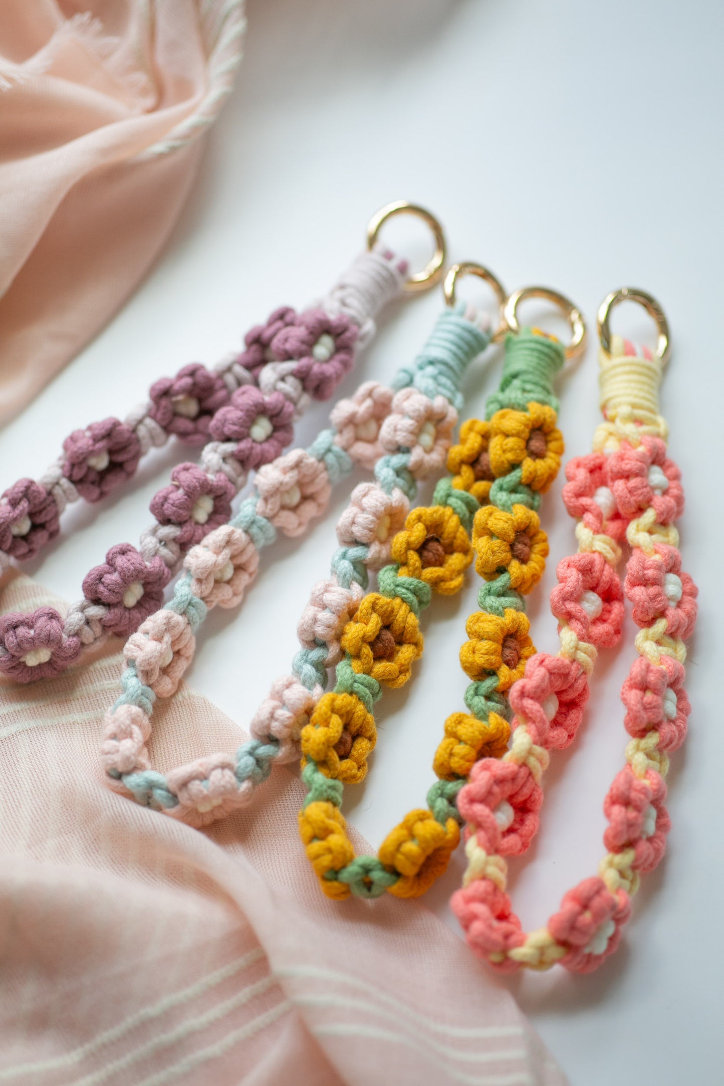 Floral Macrame Keychain