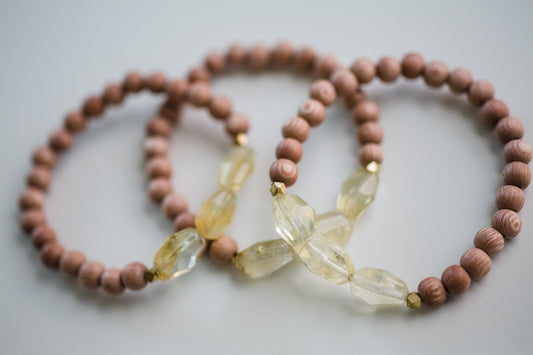 Simple Citrine Bead Diffuser Bracelet