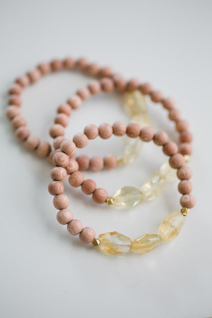 Simple Citrine Bead Diffuser Bracelet