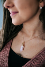 Load image into Gallery viewer, Rose Quartz Gemstone Essential Oil Bottle Necklace
