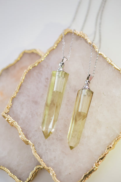 Citrine Essential Oil Bottle Necklace