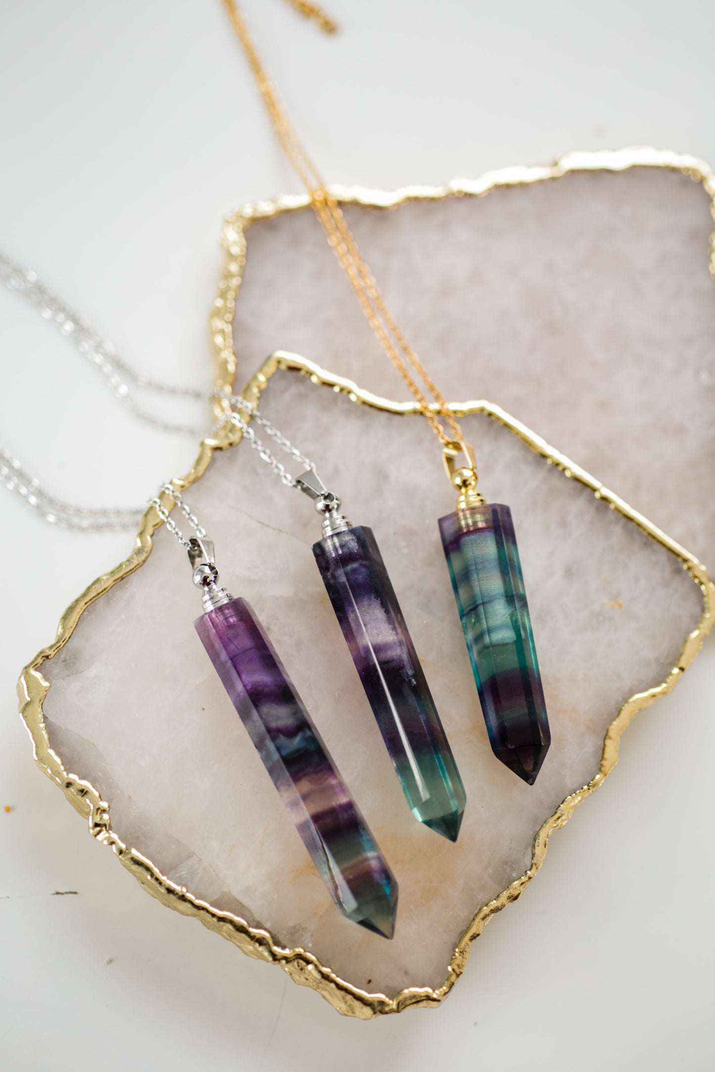 Fluorite Essential Oil Bottle Necklace