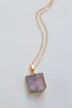 Load image into Gallery viewer, Pastel Colored Square Natural Druzy Diffuser Necklace

