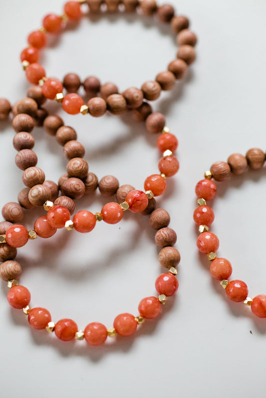 Sunrise Jade and Wood Diffuser Bracelet
