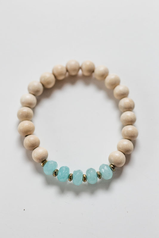 Aqua Jade and Wood Diffuser Bracelet